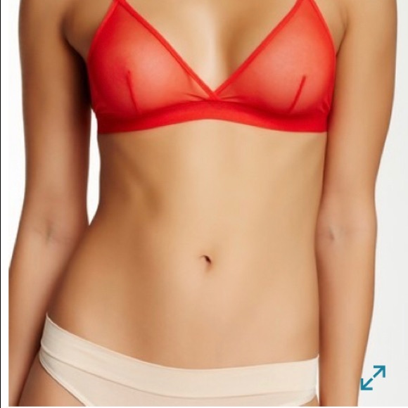 ❤️JOE’S JEANS SHEER MESH BRALETTE POPPY RED - Picture 3 of 6